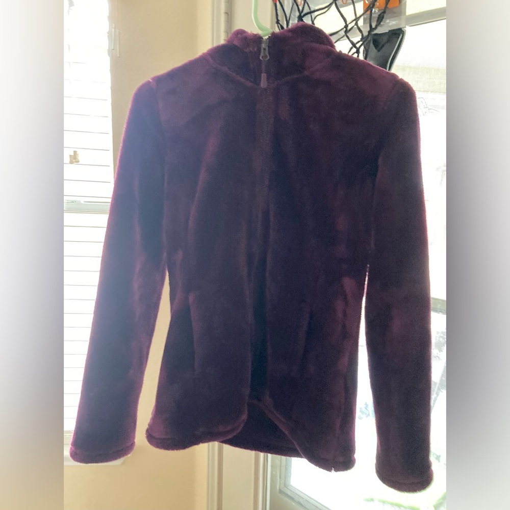 32 Degrees Heat Cozy Soft Plush Zipper Jacket with Hood Berry/Wine pockets XS